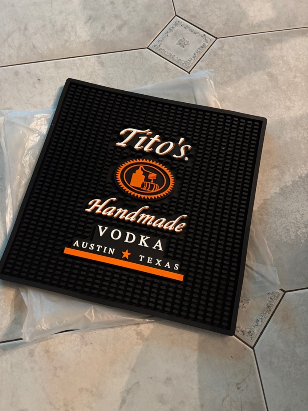Tito's Handmade Vodka Bar Mat – Black with Orange Logo 3 first come basis